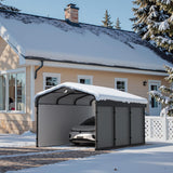 Benass 10x15 Metal Carport, Carport Canopy 10x15 Heavy Duty, Galvanized Steel Roof Car Port with Removable Polyethylene Sidewalls Benass