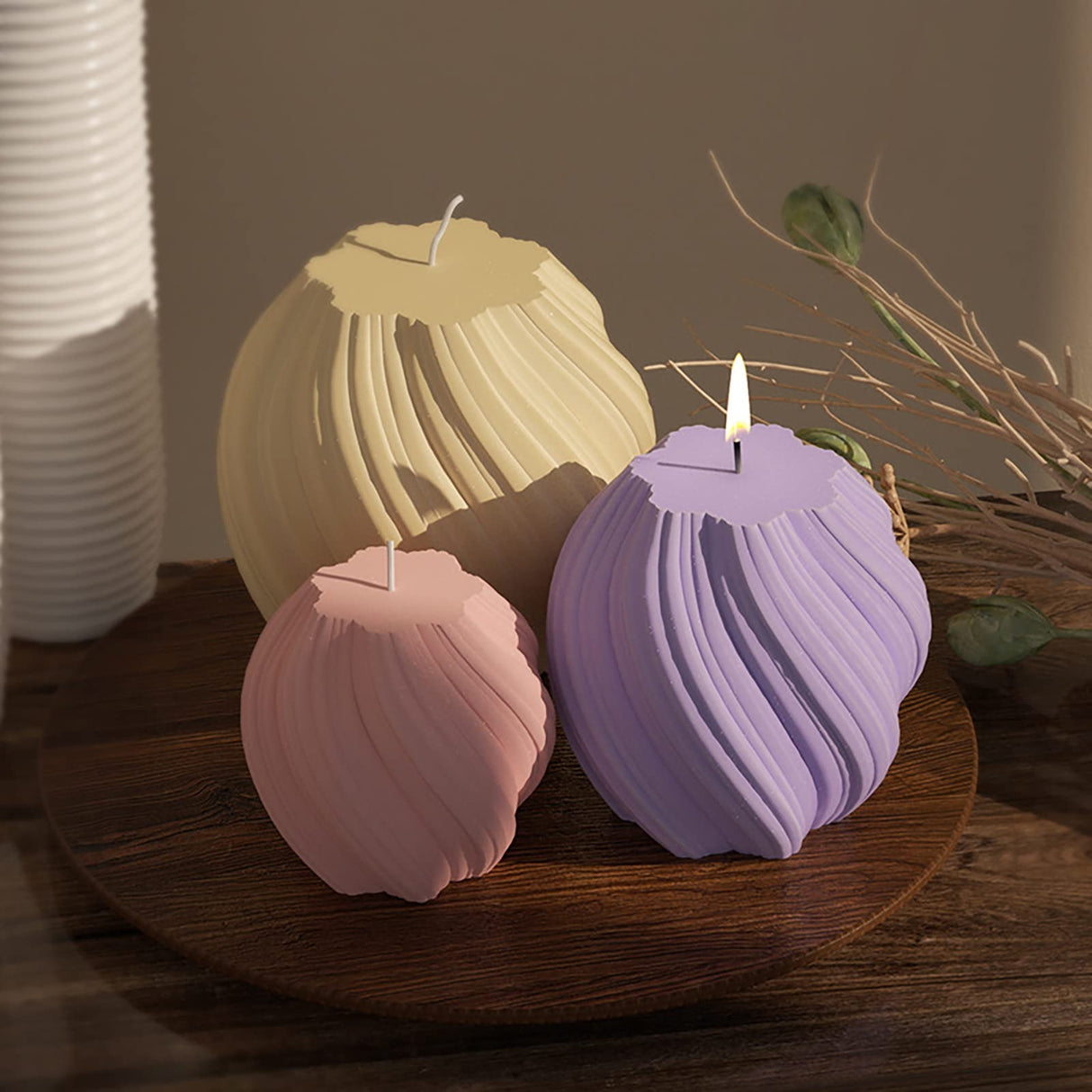 3 Pack Wave Candle Molds - Multiple Size Ball, Spiral & Resin Casting Molds for Soap Making & Home Decor ESEDAGE