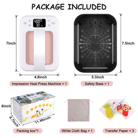 Heat Press Small Heat Press Machine for Heating Transfer, 7 × 5 inch Portable Easy Press Mini Heat Press for DIY Christmas Gift,T Shirts, Hats, Bags.etc(Pink) Legooin
