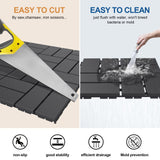 Goovilla Plastic Interlocking Deck Tiles, 9 Pack Outdoor Patio Flooring, 12"x12" Interlocking Decking Tile Outdoor All Weather Use, Waterproof Patio Pavers for Pool Balcony Backyard Porch, Dark Grey Goovilla