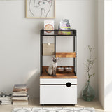 FerniTry Cat Litter Box Enclosure Furniture with Cat Tree Tower, Kitty Litter Box Hidden Cabinet with Shelves Scratching Pad and Cat Bowls, Cat Washroom Indoor Cat House,Rustic Brown… FerniTry