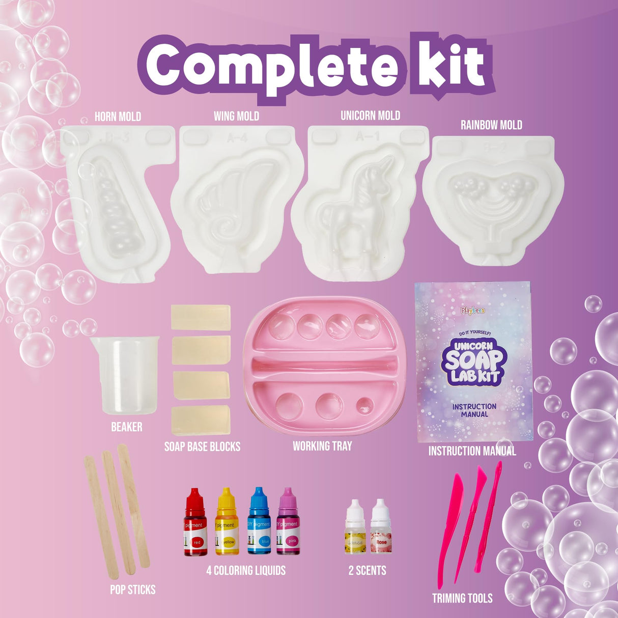 Playbees Unicorn Soap Making Kit for Kids – Fun DIY Project Age 6-12, STEM Science Craft, Educational Toys & Birthday Gifts for Girls and Boys Playbees