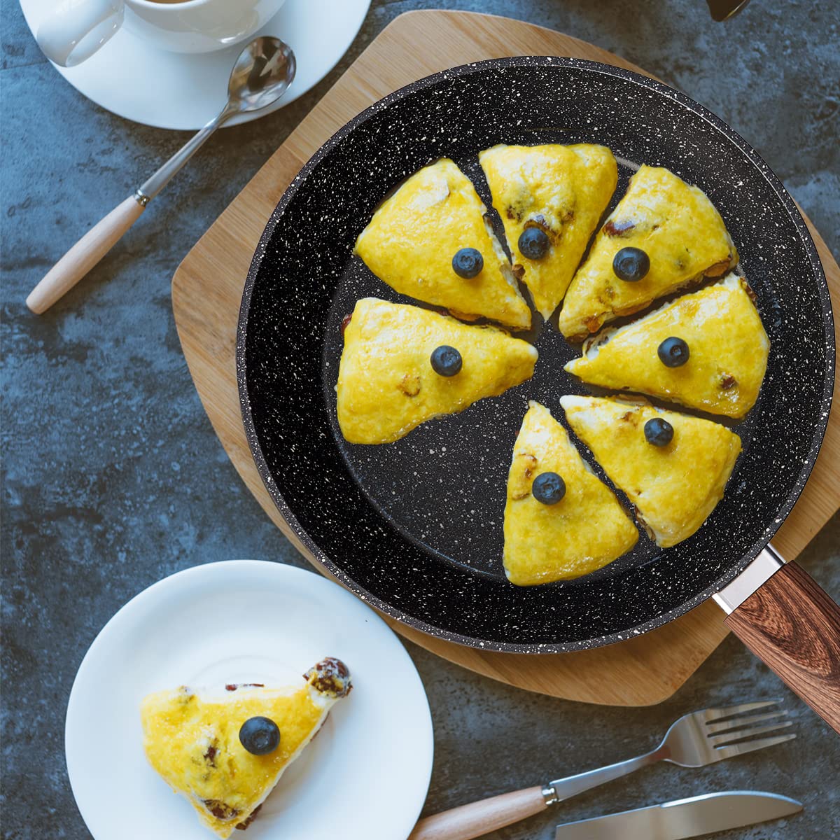 Vkoocy Pots and Pans Set Non Stick, Ceramic Cookware Set with Granite Pattern Kitchen Cooking Sets Induction Pot and Pan w/Frying Pans, Saucepans, Casserole, Non-Toxic, PTFE/PFOA/PFOS-Free, Black vkoocy