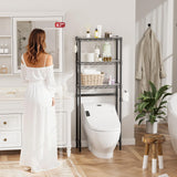 SINGAYE Over-The-Toilet Storage Rack 3-Tier Bathroom Organizer and Storage Shelf Over Toilet with Adjustable Shelf and Basket Freestanding Space Saver Bathroom Shelves Above Toilet for Room Black SINGAYE