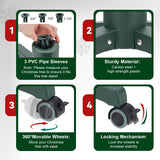 Hammrit Rolling Christmas Tree Stand with Wheels, Artificial Christmas Tree Stand Fits up to 7.5 Ft Trees, No Installation Artificial Xmas Tree Stand Foldable Movable Universal Christmas Tree Base Hammrit