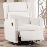 COMHOMA Nursery Rocking Chair Teddy Upholstered Swivel Rocker Recliner Manual Glider Reclining Chair for Living Room Bedroom Offices (Beige, 1 PCS) COMHOMA