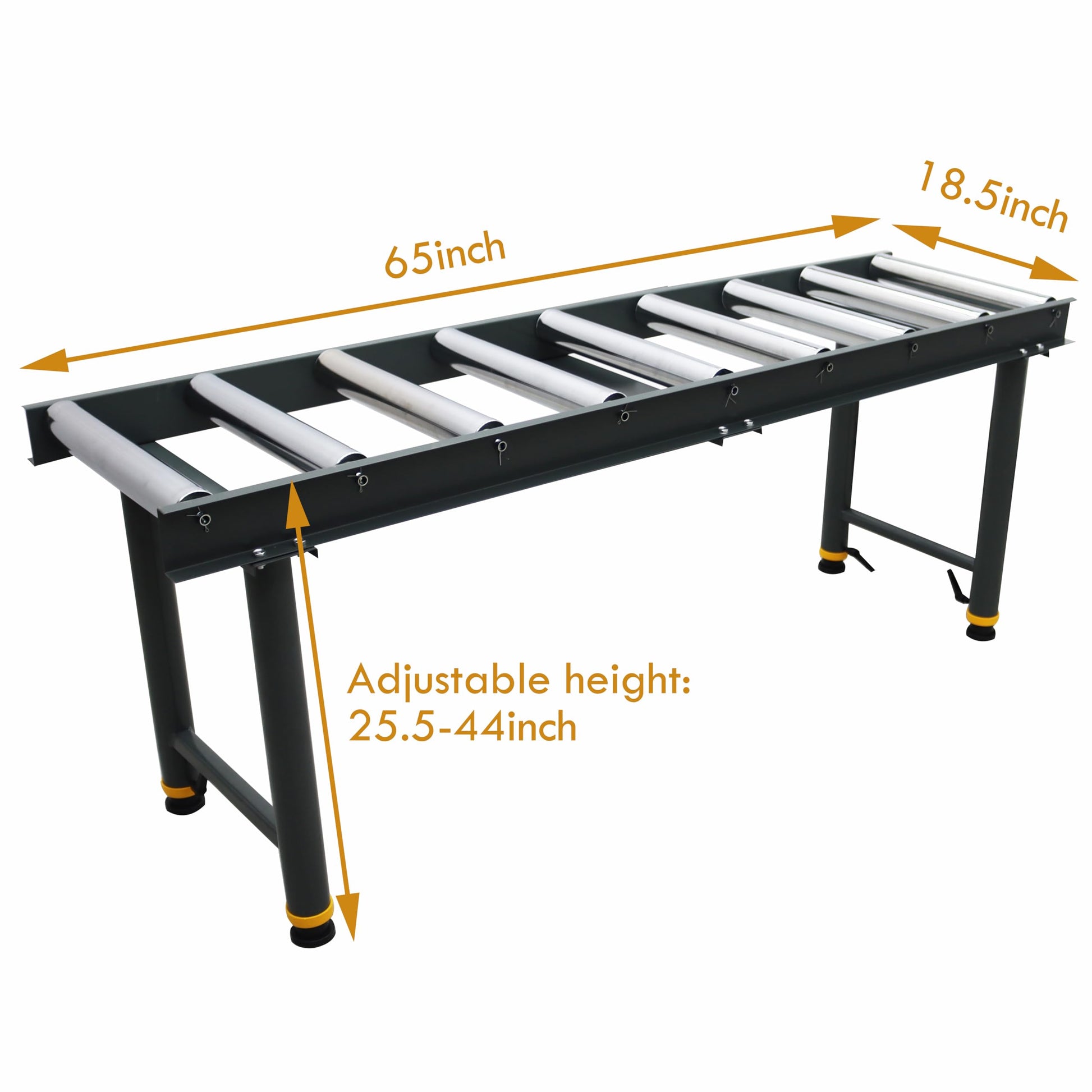 TECHTONGDA 9 Rolls Conveyor Roller Stand Adjustable Height 440LBS 65 Inch Length 18.5 Inch Width with 2.3 Inch Rollers Diameter Stainless Steel Silver - WoodArtSupply