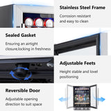 Beverage Fridge 24 Inch Beverage and Wine Cooler Built-in or Freestanding - 120 Cans & 16 Bottles Capacity Wine Refrigerator Cooler Kalamera