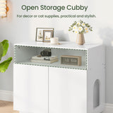 CHOEZON Cat Litter Box Enclosure, Litter Box Furniture Hidden, Versatile Litter Enclosure Furniture with 2 Doors and 1 Entrance, Indoor Cat House for Living Room, Bedroom, White MMW01WB CHOEZON