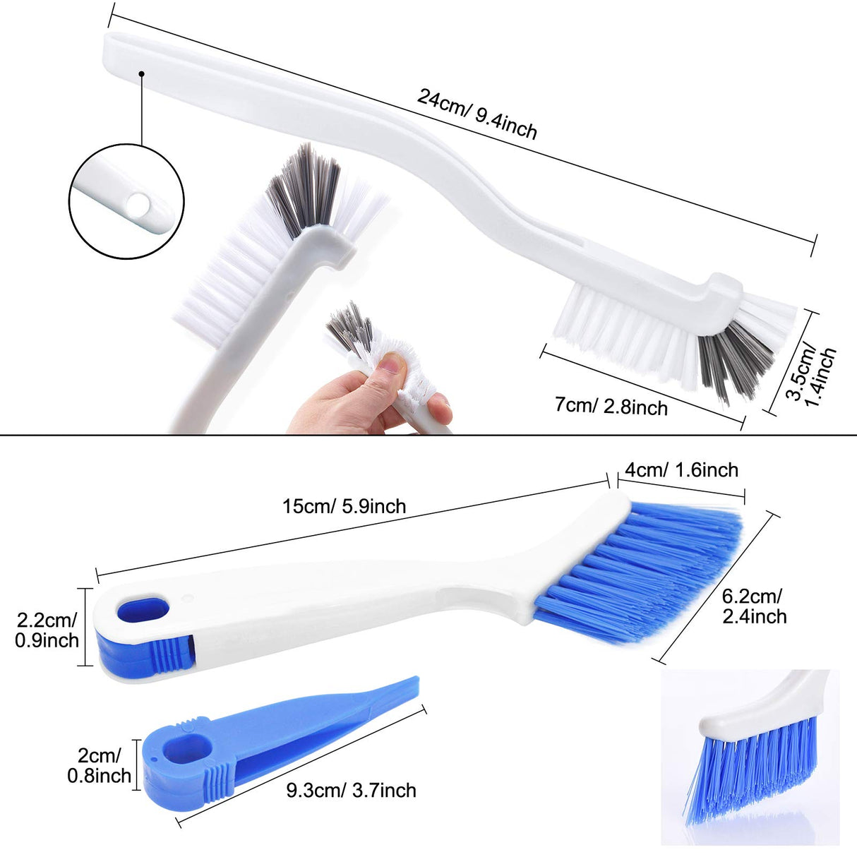 SHUNWEI 2 Pcs Cleaning Brush Small Scrub Brush for Cleaning Sink Scrub Brush with Handle, Bathroom Kitchen Edge Corner Grout Cleaning Brushes for Household Use, Window Track Cleaning Brush SHUNWEI