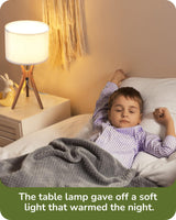 EDISHINE Modern Tripod Table Lamp, 17.5" Bedside Lamp with Natural Wood Light Legs & White Linen Lampshade, Nightstand Lamp for Bedroom, Living Room, Reading Room, E26 Base EDISHINE