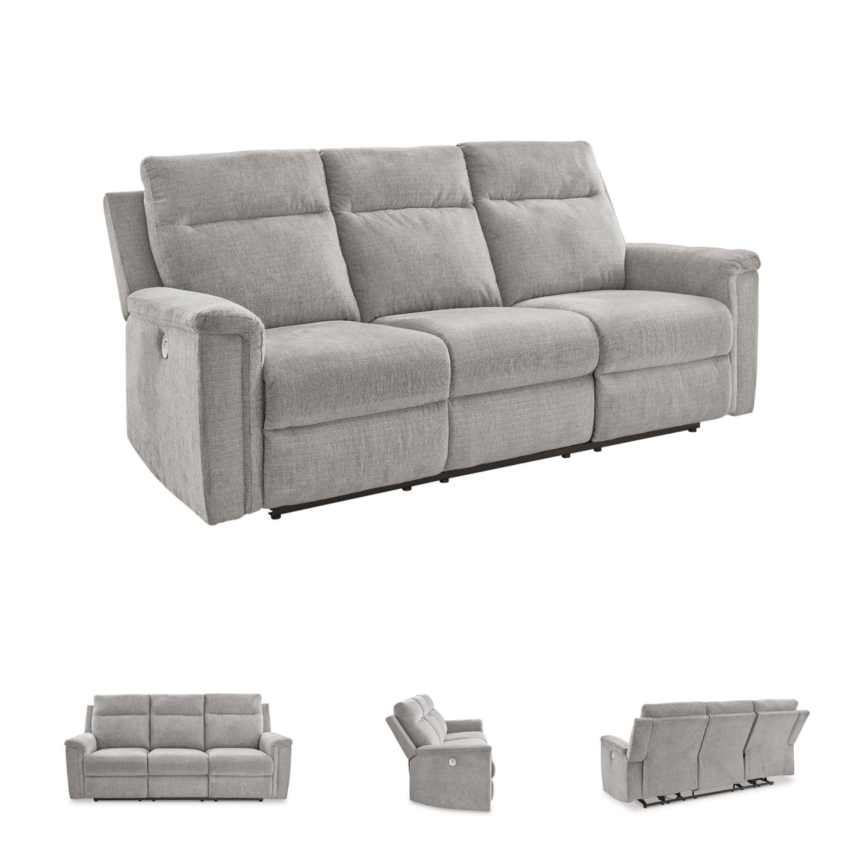 Signature Design by Ashley Barnsana Minimalist Power Reclining Sofa with USB Charging Ports, Light Gray Signature Design by Ashley