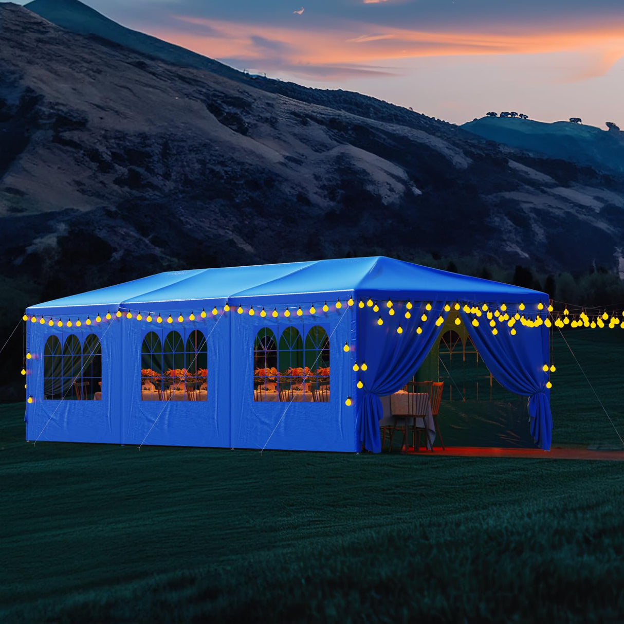 Blue Party Tent 10x30 Outdoor Canopy Tent with 8 Removable Sidewalls Heavy Duty Wedding Events Tents for Parties Waterproof Patio Gazebo Shelter for Birthday Graduation Backyard DOINUO