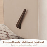 Tbfit Nursery Rocking Chair, 360° Swivel Glider Recliner with Lumbar Support, Comfy Upholstered Armchair with Pillows & Footrest for Living Room & Bedroom (Handle Switch, Beige) Tbfit