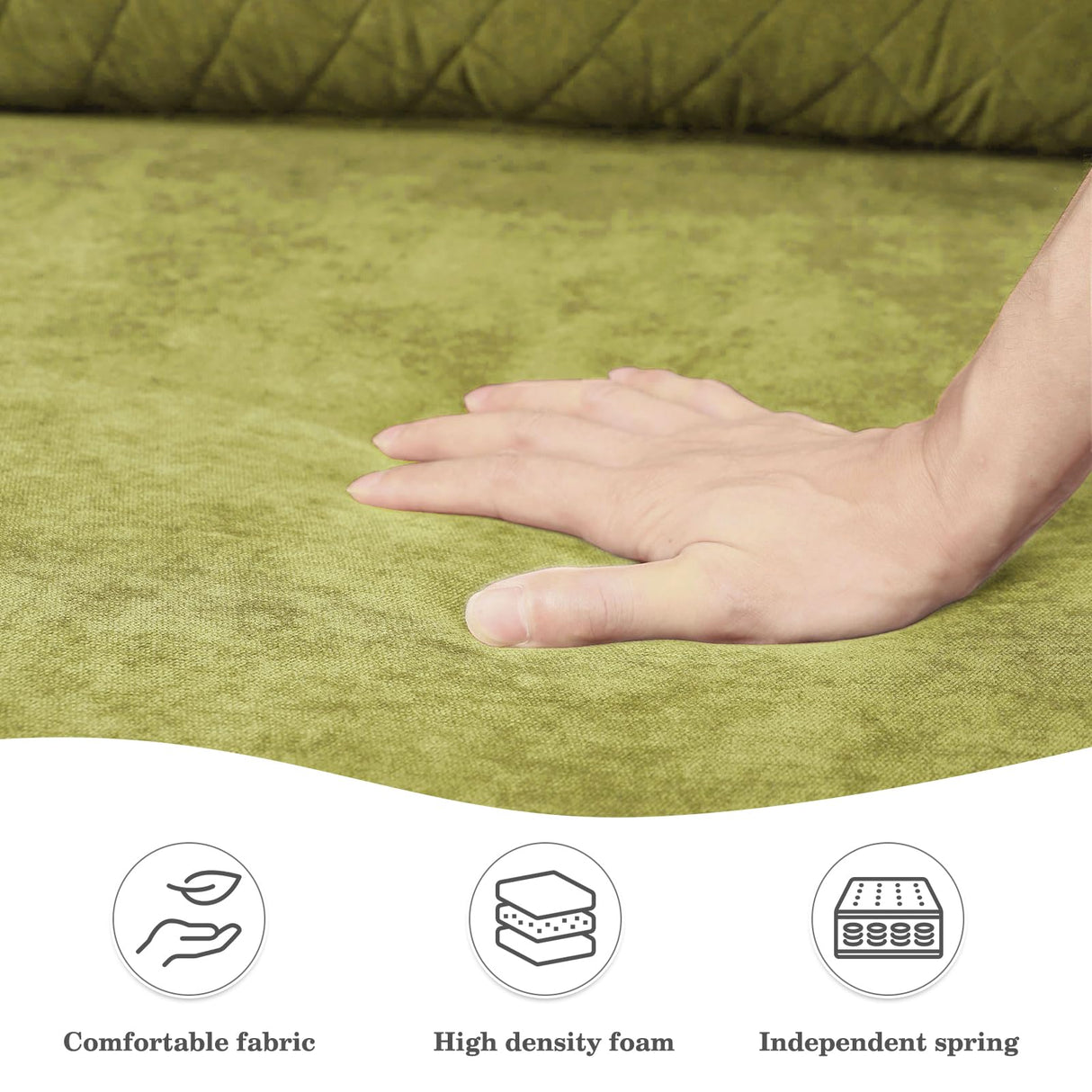 Vesgantti 65" Green Loveseat, Comfy Mid-Century Modern 2-Seat Sofa, No-Tool Assembly Small Couch for Living Room & Bedroom Vesgantti