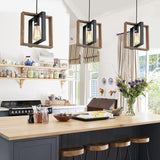 CAFULAM Black Pendant Lighting Modern Pendant Light, Adjustable Pendant Light Fixture,Pendant Lights Kitchen IslandLight (2 Packs Wood+Metal Pendant Light) CAFULAM