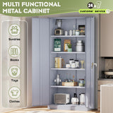 SUNCROWN Metal Storage Cabinet, 72" Locking Steel Garage Cabinets With 2 Door and 4 Adjustable Shelves, Tall Tool Cabinet for Home Office, School, Dark Grey SUNCROWN