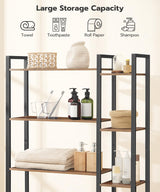 HOOBRO 8-Tier Over The Toilet Storage, Freestanding Bathroom Organizer Space Saver, Mass-Storage Side Storage Open Rack, for Bathroom, Living Room, Laundry, Rustic Brown and Black BF86TS01 HOOBRO