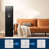 Emasme 5 Gun Cabinets for Rifles and Shotguns, Biometric Long Gun Safe with Pocket Knife Storage, Assembled Gun Cabinet with Locker Drawer, Removable Shelf, LED Light, Pistol Pouches Emasme