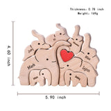 Personalized Wooden Bear Family Puzzles 1-8 Names Customizable Wooden Puzzle Home Table Decor Gift for Dad Mom Couple (Elephants) Daysilia