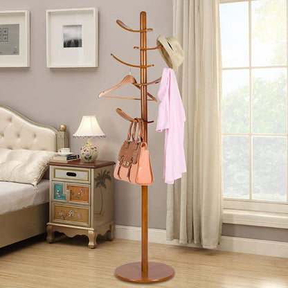 Pieryakers Wooden Coat Rack,Wood Coat Rack Stand with 5 Hooks,Freestanding Coat Rack Coat Tree, Easy to Assemble, For Entryway, Bedroom, Office,Coat, Bag (Walnut) - WoodArtSupply