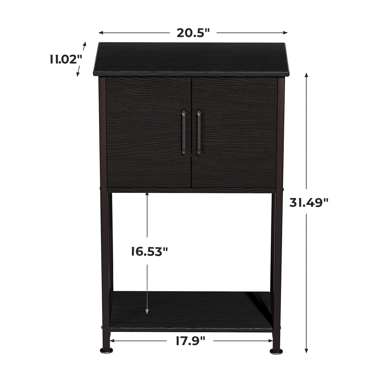 Herture 5-10 Gallon Fish Tank Stand, Metal Double Aquarium Stand with Cabinet for Fish Tank Accessories Storage, Heavy Duty 20.5" L* 11.02" W Tabletop, 500LBS Capacity Black PG06YGB Herture