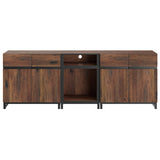 WAMPAT TV Stand for TVs up to 90 inch, 3 in 1 Modern Entertainment Center with Metal Base & 2 Adjustable Shelves, TV Console for Living Room,Brown WAMPAT