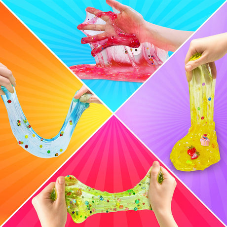 12 Cups DIY Slime Kit, Slime Making Kit for Girls, Crystal Clear, Glow in The Dark Slime with Add-ins, Foam Balls, Charms, Party Favors Gift Toys for Kids 3-12 YOPINSAND