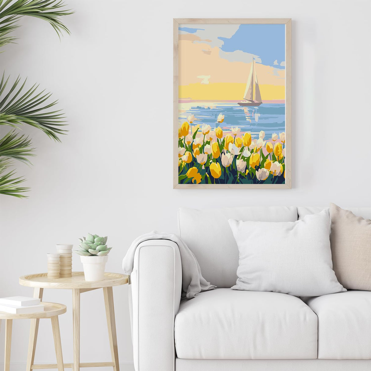 Framed Paint by Numbers Kit for Adults Beginner & Kids Age 8-12, Easy Flowers Adult Paint by Number Kits on Canvas, DIY Acrylic Watercolor Oil Paint by Number for Adults Landscape for Gift 8x12 Inch Possoco