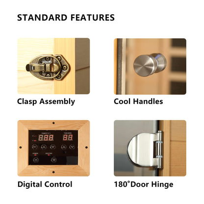 Royal Saunas Hongyuan Single Person Indoor Bluetooth Low EMF Far Infrared in Okoume & Hemlock Wood(WF9101)