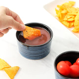 Tikooere Ceramic Ramekins 6 oz, Oven Safe Souffle Dish Set of 6 for Baking, Porcelain Dipping Sauce Bowls for Creme Brulee,Stackable Custard Cups for Pudding, Ice Cream, Lava Cakes, Blue Tikooere