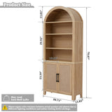 Janmer Home 71" Tall Arched Bookcase with Storage, Mid-Century Modern 6-Tier Curved Cabinet with Door, Arched Bookshelf Cabinet with Open Display Storage Shelf for Office Living Room (Natural) Janmer Home