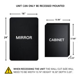 TEHOME Farmhouse Black Metal Framed Recessed Bathroom Medicine Cabinet with Beveled Mirror Rounded Rectangle Bathroom Medicine Cabinet 16x24 inch TEHOME