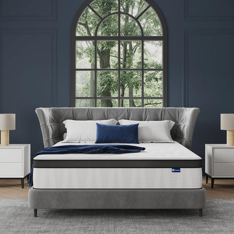 Avenco 14 Inch King Size Mattress, Hybrid Mattress in a Box with Independent Spring, Soft and Comfort Medium Firm King Mattress, Edge Support, Pressure Relief, Back Pain Relief, CertiPUR-US. Avenco