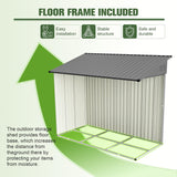 YOPTO 4x8 FT Lean to Metal Shed,Outdoor Storage Shed W/Floor Frame & Reversible Installation,All Weather Waterproof Garden Tool House W/Lockable Door & 2 Air Vents,for Backyard,Patio,Lawn,Gray YOPTO