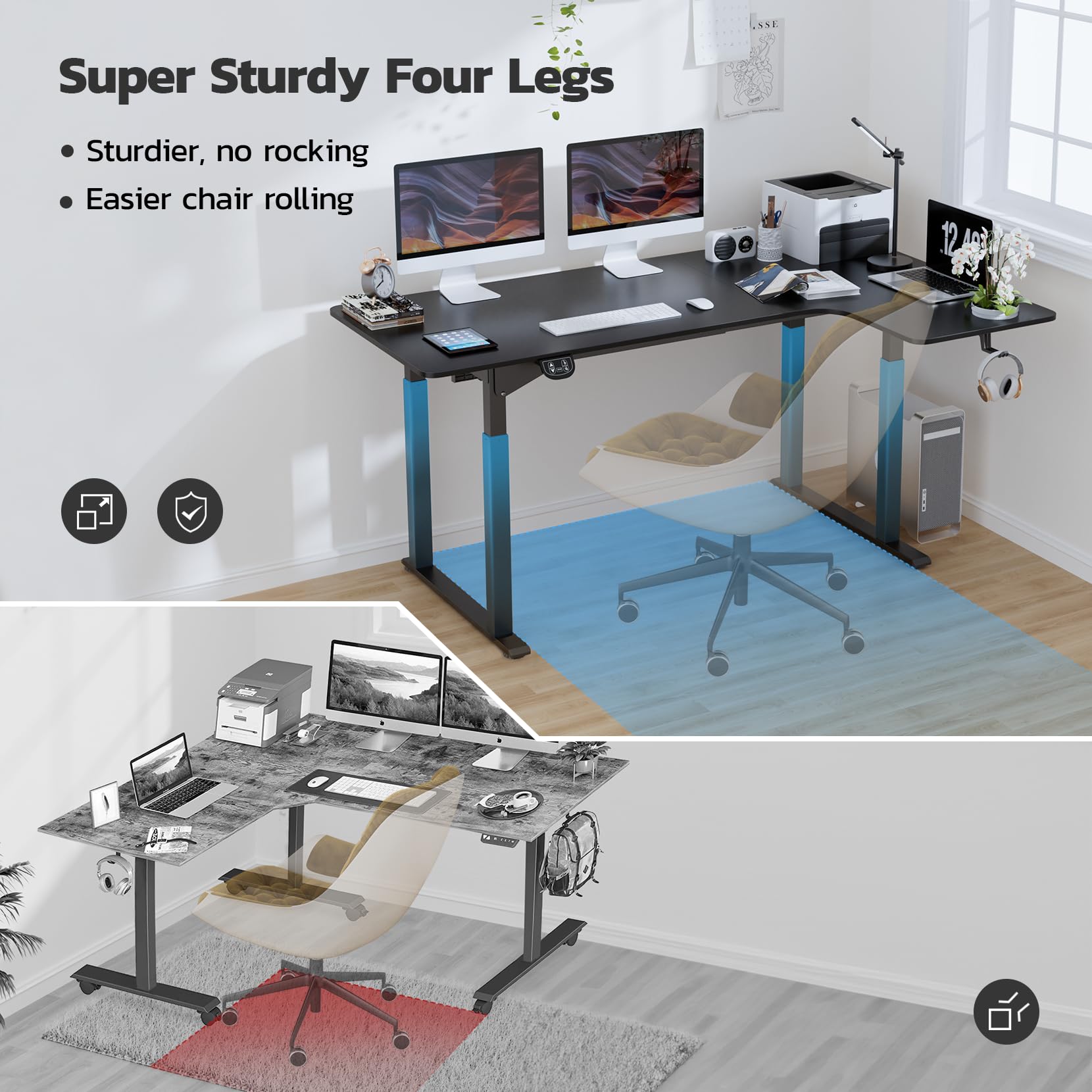 Dripex Standing Desk, 63"/ 71" L Shaped Desk Adjustable Height, Electric Corner Stand Up Desk Large Home Office Desk Computer Workstation, Dual Motor - WoodArtSupply