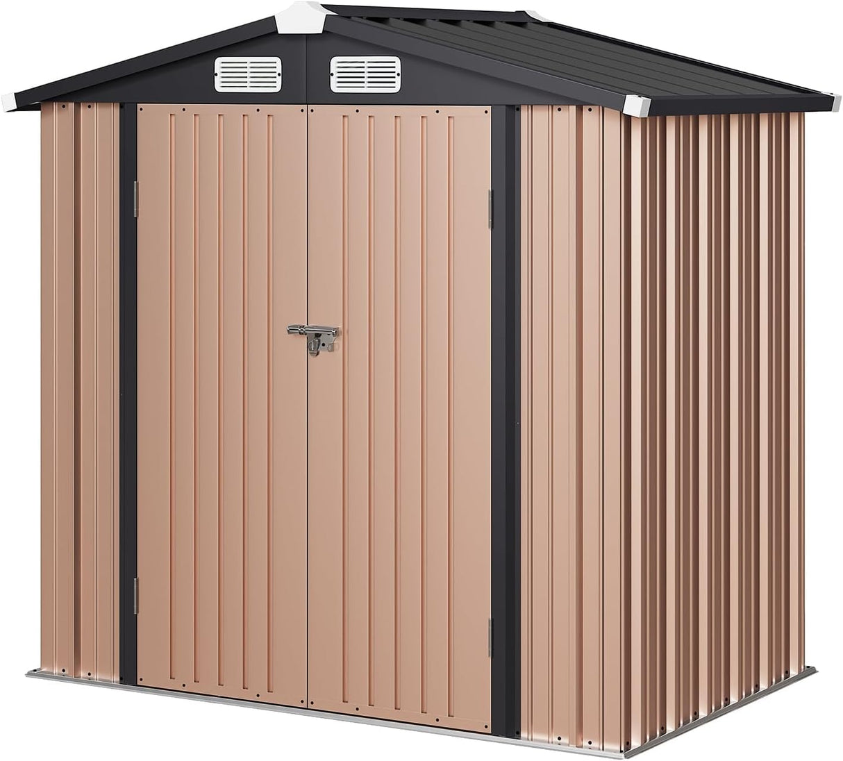 Aoxun 6'x4' Outdoor Metal Storage Shed with Lockable Door- Ideal for Tools, Garden Equipment & Bikes, Perfect for Patio Placement(Base Included/Brown) Aoxun