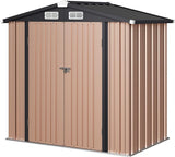 Aoxun 6'x4' Outdoor Metal Storage Shed with Lockable Door- Ideal for Tools, Garden Equipment & Bikes, Perfect for Patio Placement(Base Included/Brown) Aoxun