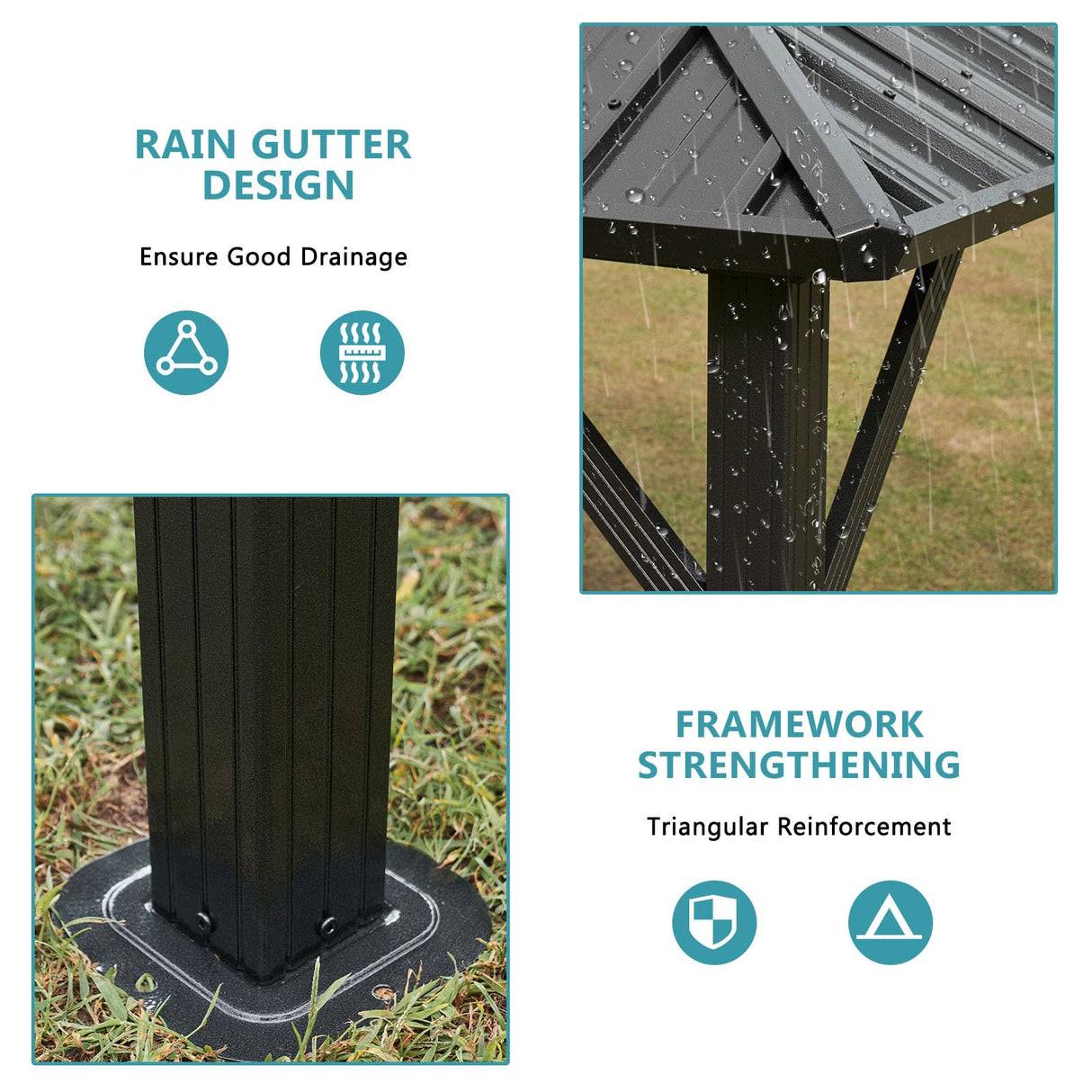 Aoxun 10'x10' Hardtop Gazebo, Galvanized Steel Outdoor Aluminum Single Top Canopy, Everlasting Metal Gazebo with Netting and Curtains, for Patio, Backyard and Deck Aoxun