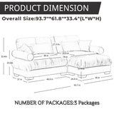 94" Modular Sectional Sofa,Velvet Upholstered Couches for Living Room,3 Seater Green Sofa Couch with Movable Ottoman,Big Comfy Loveseat Sofa with Deep Seats for Living Room,Apartment,Bedroom Wunlerlant