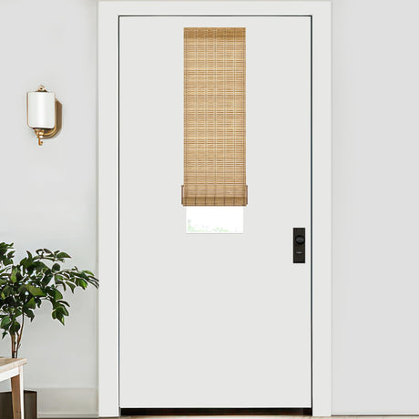 LazBlinds No Tools No Drill Bamboo Roller Shades, Cordless Bamboo Blinds, Light Filtering Roll Up Blinds for Windows, French Door, Porch or Patio Privacy Screen, 12'' W x 40'' H, Brown206 LazBlinds