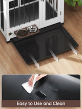 OtterOasis Dog Crate Furniture, Dog Kennel Indoor Foldable and Portable, Sturdy Wooden Dog Crate End Table Easy Assembly with 360° Rotating Feeder and Detachable Tray for Small Dogs, Medium Dogs OtterOasis