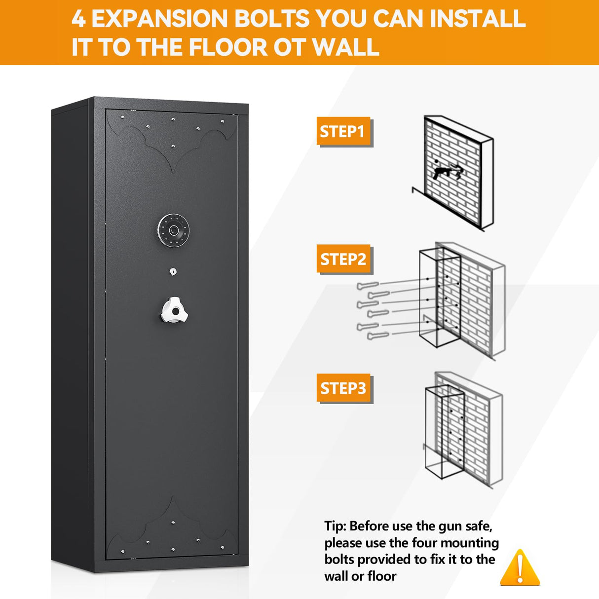 KAER [ 2024 New 10-12 Gun Safe, Large Gun Safe for Home Rifle and Pistol, Gun Cabinet, Rifle Safe, Quick Access Gun Safe KAER