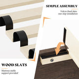 AMERLIFE Farmhouse King Size Bed Frame with 49" Fluted Headboard, Wood Platform Bed with Natural Grain, No Box Spring Needed/Noise Free, Gray AMERLIFE