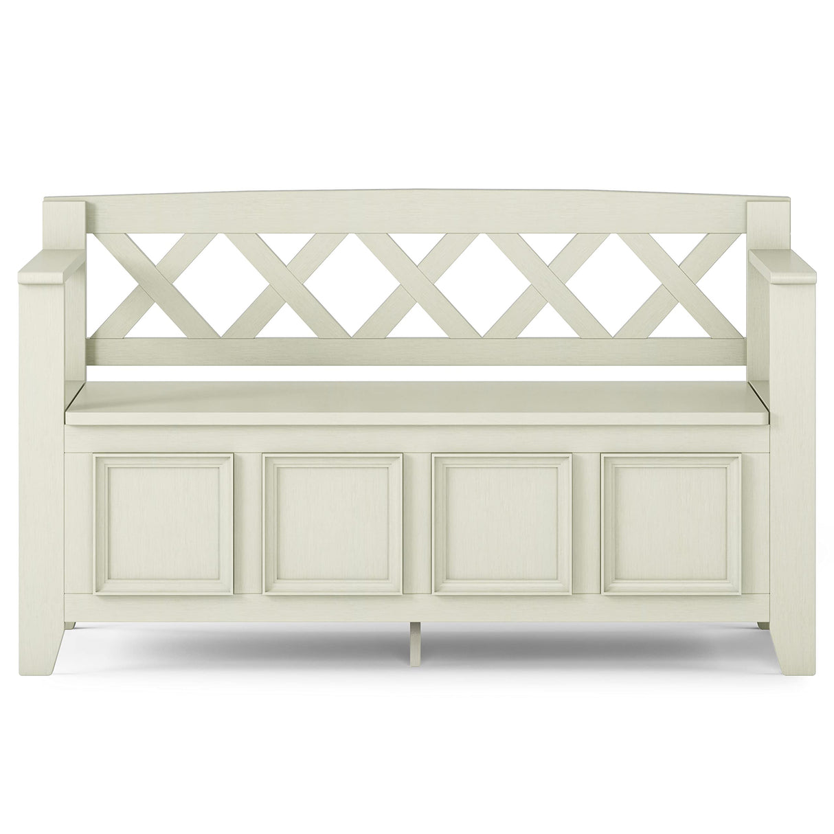 Amherst Solid Wood 48-Inch Entryway Storage Bench in Antique White SIMPLIHOME