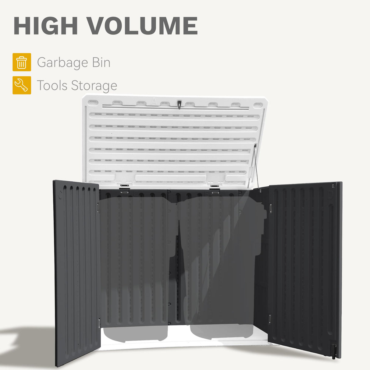 DWVO Outdoor Weather-Resistant Horizontal Storage Shed, 35 Cu Ft Capacity, Lockable and Waterproof, Suitable for Storing Garden Tools, Dark Gray DWVO