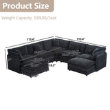 Tmsan 113.4" Deep Seat Sectional Cloud Sofa with 2 Ottomans, Oversized U Shaped Modular Couch, Large 7 Seater Corner Couches for Living Room, Black Chenille Tmsan