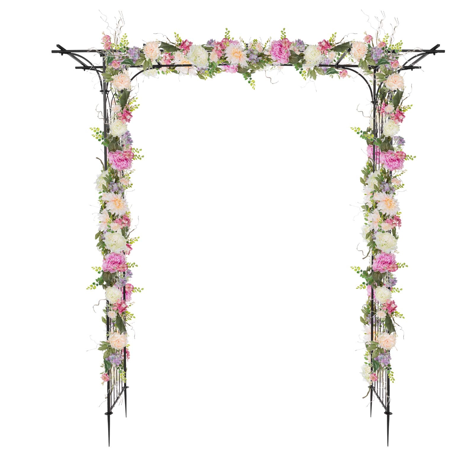 VINGLI Garden Arbor, Arch Archway for Wedding Ceremony Party, Steel Garden Trellis for Plant Climbing, Christmas Garden Decorations Pergola for Garden, Backyard, Lawn (Black) - WoodArtSupply