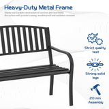 Maemttes Outdoor Bench Garden Bench, Weatherproof Anti-Rust Heavy-Duty Outside Benches Clearance, Wrought Iron Metal Bench for Front Porch, Patio, Park Maemttes