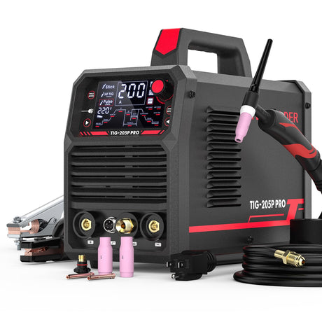 YESWELDER TIG Welder With Pulse 205Amp Large LED Display, STICK/DC TIG/PULSE TIG 3 In 1, 110&220V Dual Voltage TIG Welding Machine TIG-205P YESWELDER